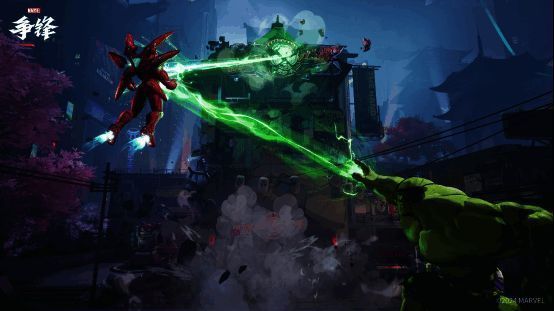 游戏战斗场景画面，角色技能释放瞬间特效绚丽，背景地图细节丰富