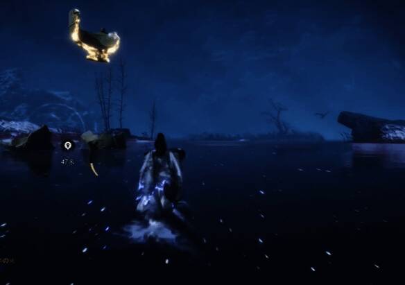 最终月影错叠出现在水面中央的特效展示