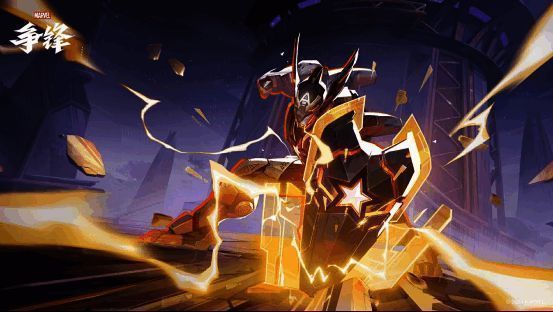 美国队长身穿振金装甲，整体造型充满未来感与力量美学