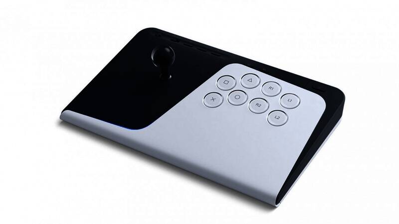 索尼Project Defiant无线格斗控制器实物图，展示整体外观与模块化结构设计