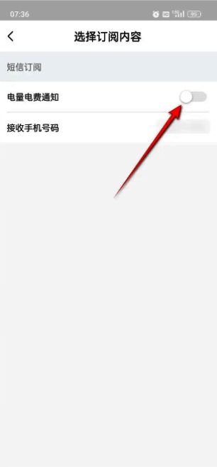 订阅信息页面显示电量电费通知开关控件