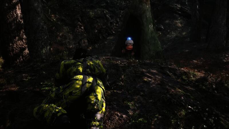 潜行过程中躲避敌兵巡逻，氛围紧张，画面色调贴近实战环境