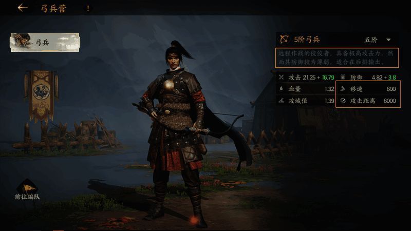 弓兵技能联动演示图，三名武将在战场不同位置释放技能