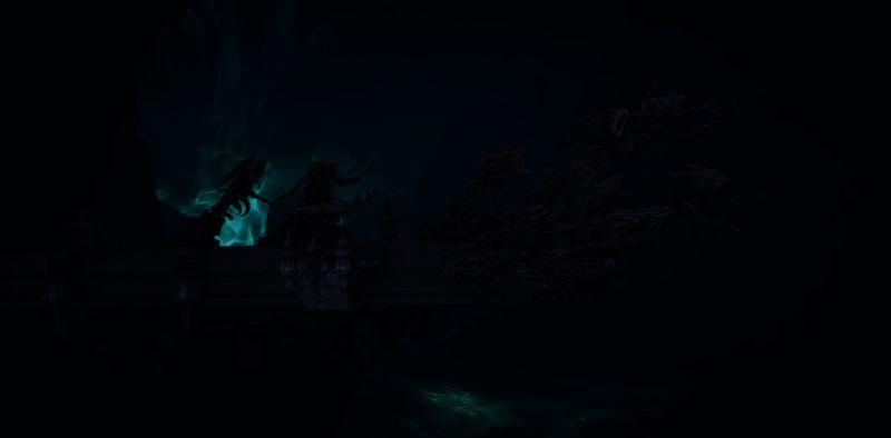 断桥横跨河流两岸，桥面断裂处仿佛诉说着过往悲剧