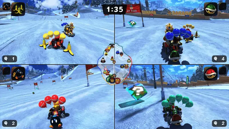 《马里奥赛车：世界》游戏封面宣传图，马里奥驾驶炫酷卡丁车飞驰赛道