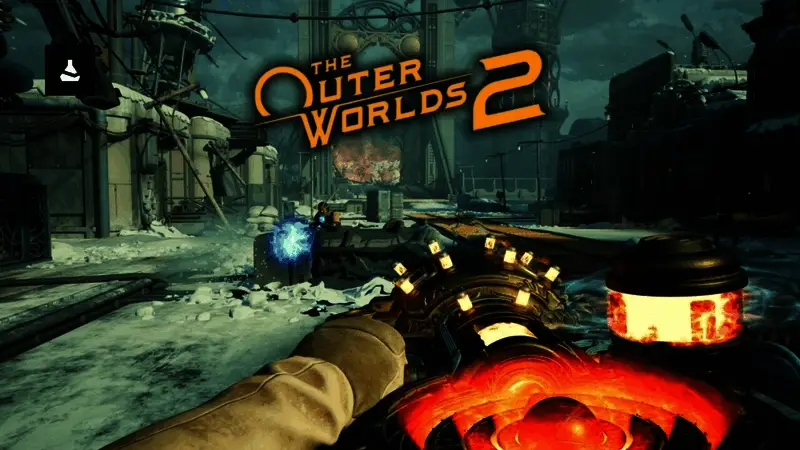 《天外世界2》官方宣传图，展示未来科技感十足的太空场景与角色形象