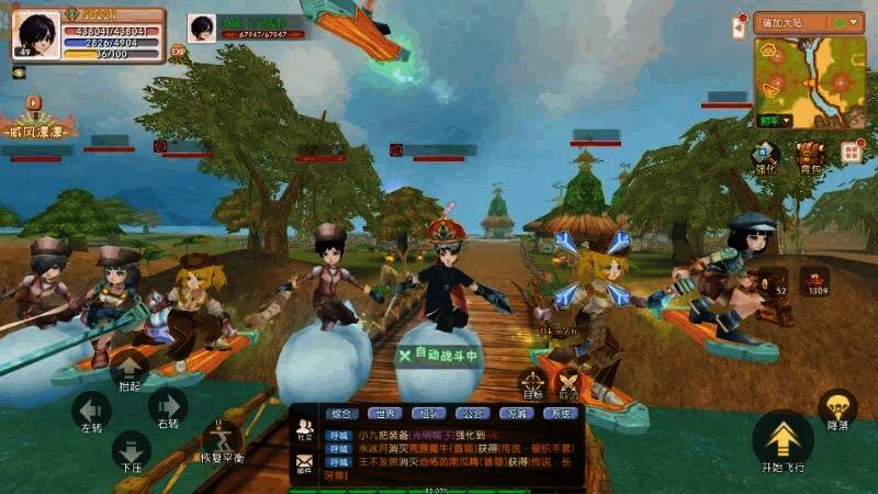 新手村全景图，玩家与NPC熙熙攘攘