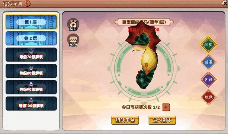 《飞飞重逢》暗狱深渊评分界面展示，显示不同评分对应的奖励列表