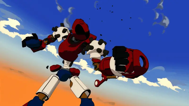 开发团队合影，Gian Paolo Vernocchi站在中间手持《终末机兵》LOGO手稿