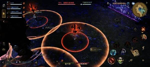 玩家角色在BOSS技能范围内灵活走位躲避攻击