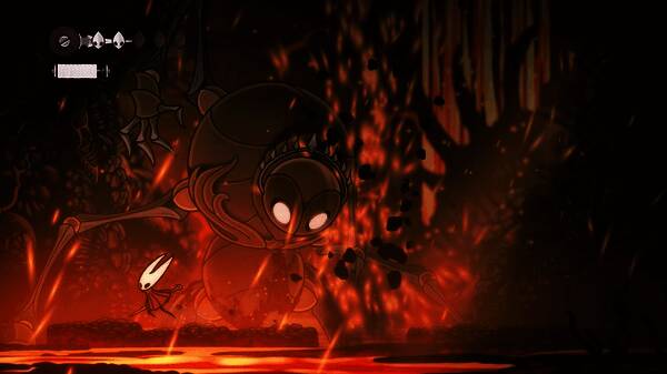 《空洞骑士：丝之歌》角色战斗场景，画面风格延续前作风格