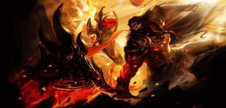 盘古手持巨斧，眼神凌厉，背景为混沌裂隙