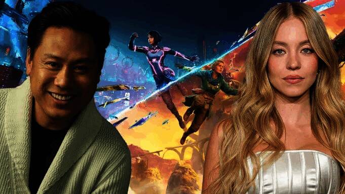 《双影奇境》游戏画面，两位角色并肩作战，场景奇幻充满冒险气息