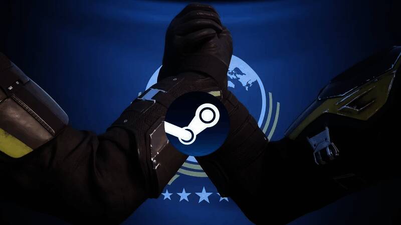 《绝地潜兵2》游戏战斗场景，多名角色协同作战，场面激烈壮观