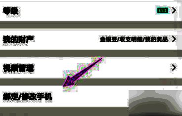 绑定修改手机选项界面展示