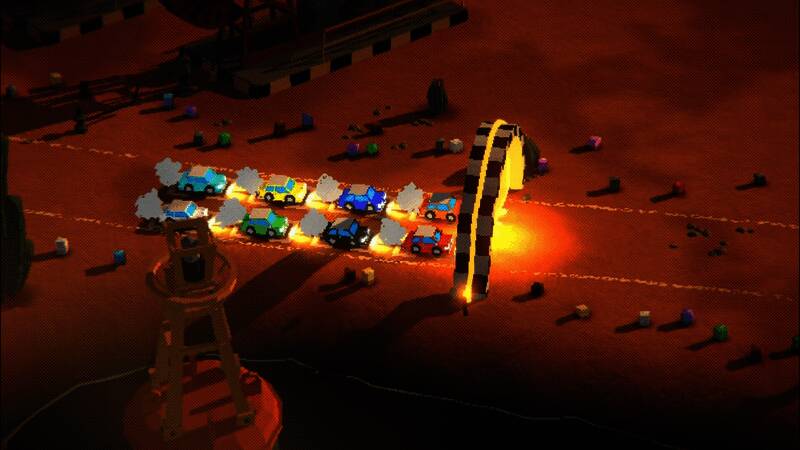 OctaRace游戏画面展示多人竞速场景，色彩缤纷的角色和载具在赛道上激烈角逐