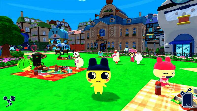 游戏中展示多个店铺和角色互动的场景，画面色彩明亮，充满童趣