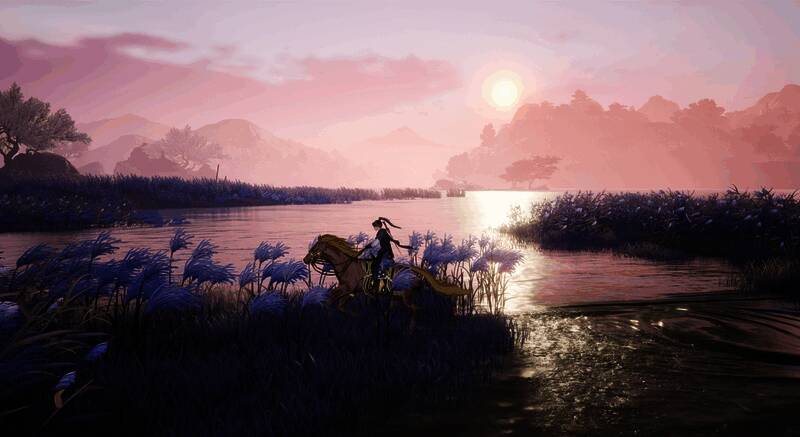 玩家正在草原上追逐野马，准备用套马索捕捉