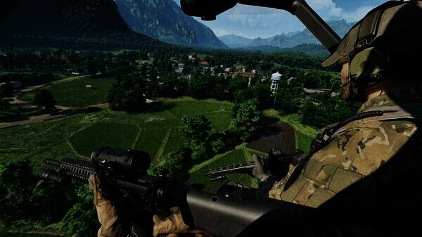 MADFINGER Games标志logo，背景为《灰区战争》游戏场景