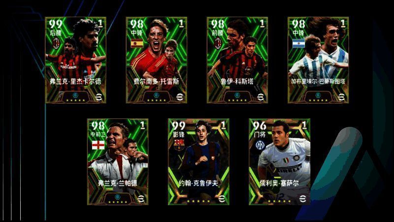 世界舞台高光特级经纪人活动宣传图，展示里杰卡尔德、托雷斯等七名传奇球员