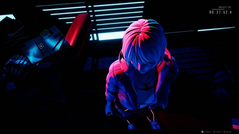 环境互动细节，艾琳尝试打开一扇锈迹斑斑的金属门