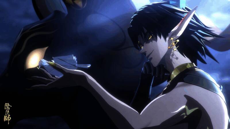 《阴阳师》全新SSR式神鬼金羊召唤动画画面，金色光影环绕，神秘气息扑面而来