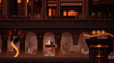 2D形态下的主角与3D侍卫NPC共存的独特画面