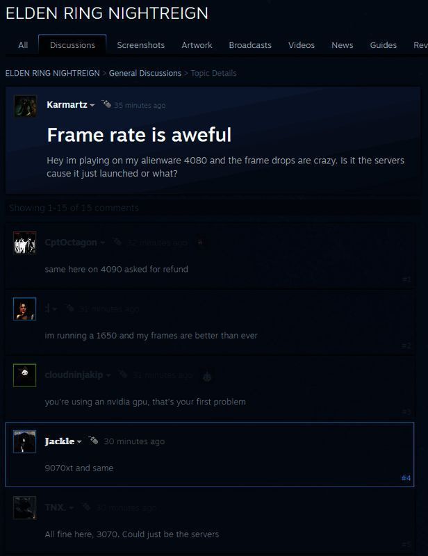 玩家在Steam社区反馈显卡掉帧问题截图