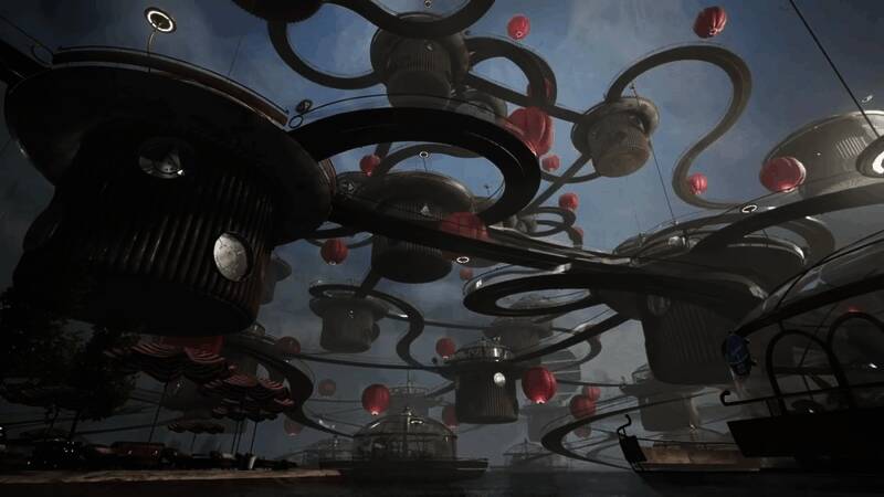 《原子之心》游戏画面展示，高科技机械场景中角色正在进行激烈战斗