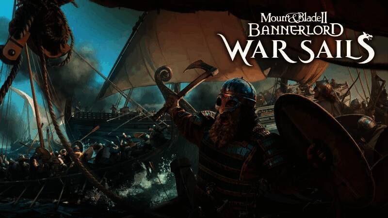 《骑马与砍杀2：霸主》海战DLC宣传图，展示壮观的海上战斗场景