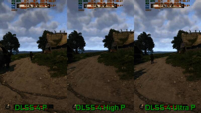 DLSS 4与前代版本在图像清晰度上的对比展示