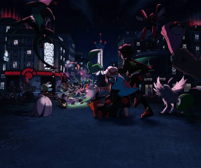 宝可梦发布会过往画面，展示多个游戏与动画项目