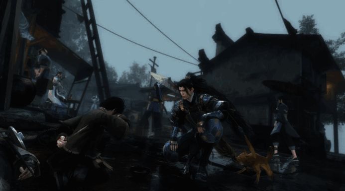 游戏场景展示，北宋风格建筑与自然风光融合