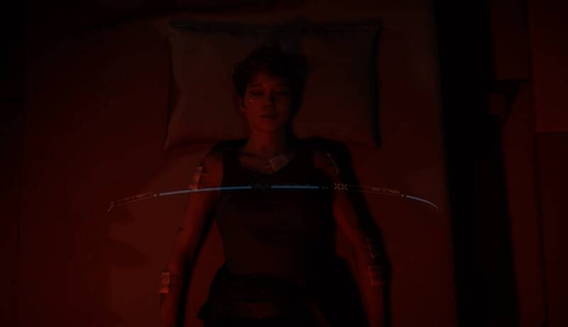 游戏角色面部扫描过程展示，屏幕上显示着精细的三维建模图像