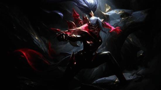 ‘殿堂传奇’薇恩原画展示，身披金色铠甲，手持弓箭，背景为庄严神殿场景