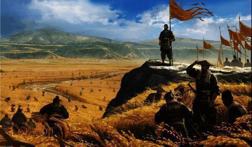 桃源军玩法界面截图，展示玩家在田园中耕作与建设的画面