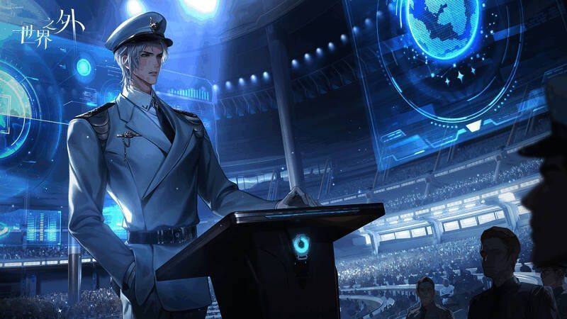 夏萧因角色立绘，穿着优雅长袍，气质出众