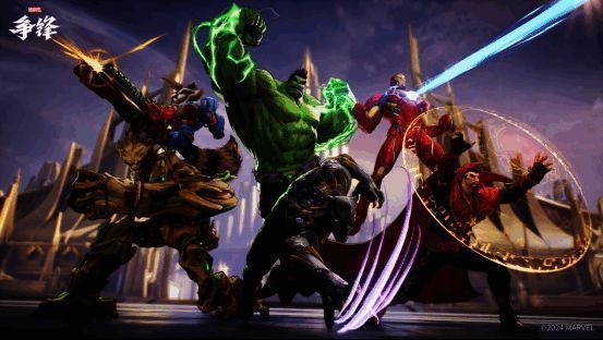 漫威争锋游戏战斗画面，角色释放技能特效炸裂
