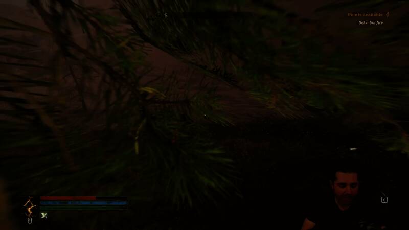 骑乘系统演示，玩家骑马穿越荒野，动态天气系统呈现雨天效果