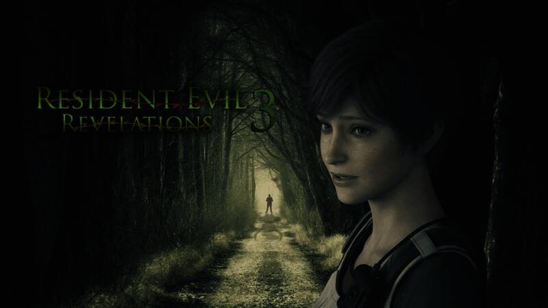 《生化危机》系列标志性的恐怖生存场景，黑暗环境中手持武器的角色警觉前行，周围弥漫着紧张氛围