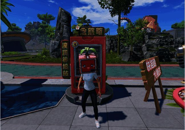 玩家佩戴‘念慈菴开麦头套’的搞怪造型展示，充满趣味性