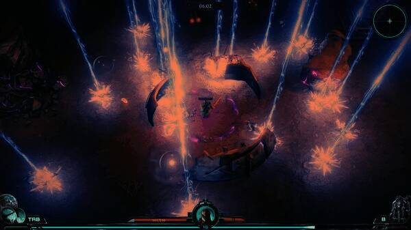 暗黑战甲战斗画面展示玩家使用魔法与激光对抗怪潮