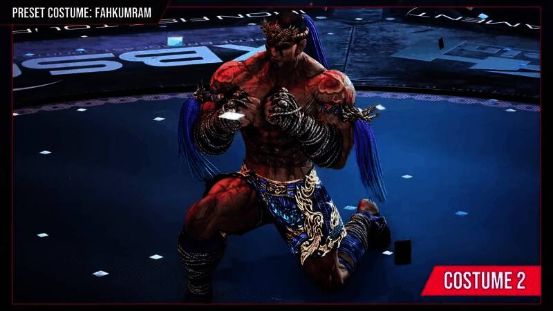 法库拉姆战斗画面，角色挥舞着带有电流的拳头，背景为擂台灯光闪烁效果