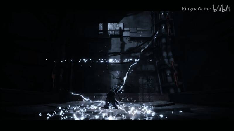 角色战斗画面，主角手持双刃，在高能特效中穿梭于敌人之间