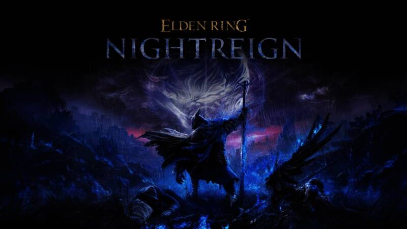 《艾尔登法环：黑夜君临》游戏封面展示，黑暗奇幻风格画面极具视觉冲击力