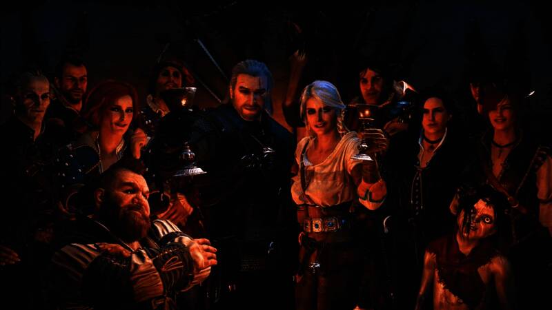 《巫师3》游戏封面，展现杰洛特手持剑与魔法施放的姿态