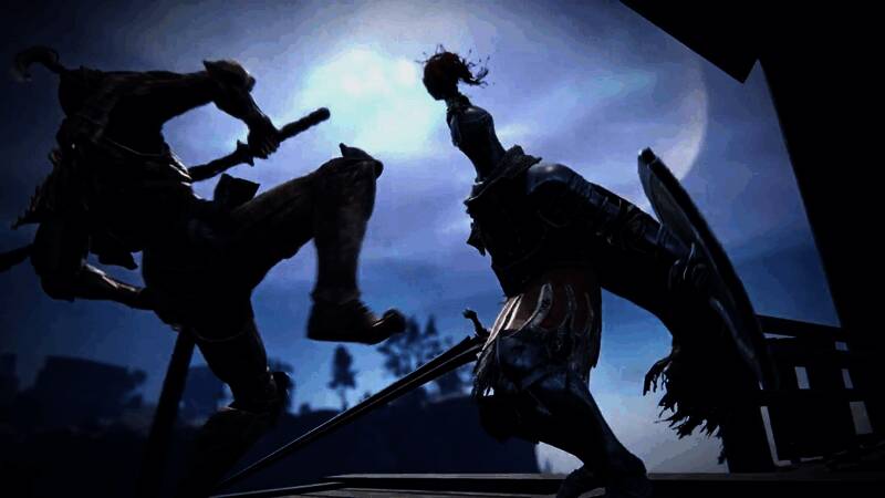 巨狼形态下的执行者在黑暗森林中奔跑