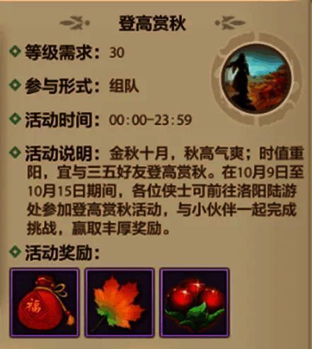 少侠与好友在洛阳陆游处集合准备登高，画面洋溢着节日气氛