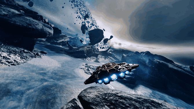 角色在太空站外进行战斗，背景是浩瀚宇宙与爆炸特效