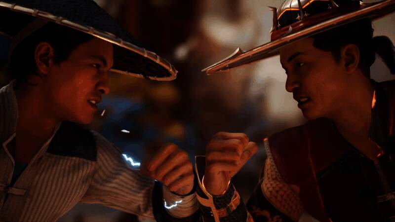 《真人快打1》游戏战斗场景，角色激烈对决，画面充满动作感